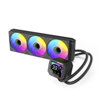 Refroidisseur de processeur liquide AIO 360 mm avec écran LCD, tête de refroidissement en aluminium pur, faible bruit, refroidissement par eau pour PC de jeu