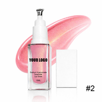 Gloss à lèvres 5 couleurs à marque privée, logo personnalisé, 15 ml, acide hyaluronique, céramide, avec applicateur massant, hydratant, maquillage