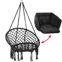 Chaise suspendue avec grand coussin pour parc, patio, cour, balcon, salon, jardin, hamac, lit suspendu