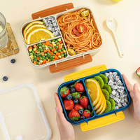 Lonchera Térmica Aislada Apta para Microondas, Lonchera Bento Rectangular de Plástico Portátil con Gran Capacidad para Uso en la Cocina y para Adultos