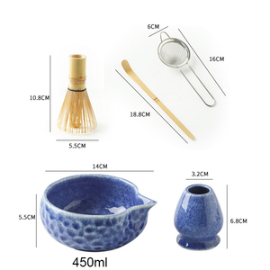Juego de Matcha Zen Asiático de 4 Piezas al por Mayor: Batidor de Bambú, Cuchara de Té, Tazón de Cerámica con Boquilla y Soporte <span class=keywords><strong>para</strong></span> Chasen <span class=keywords><strong>para</strong></span> Uso en Cocina - Product Image 1