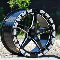 Jantes forgées personnalisées en alliage d'aluminium noir brillant à 5 branches avec système Beadlock, 17-22 pouces, 5x114.3 120, compatibles avec Audi A4 A6