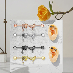 In <span class=keywords><strong>acciaio</strong></span> <span class=keywords><strong>chirurgico</strong></span> impalcatura <span class=keywords><strong>Piercing</strong></span> serpente industriale bilanciere anelli in <span class=keywords><strong>acciaio</strong></span> inossidabile <span class=keywords><strong>Piercing</strong></span> alla moda gioielli per il corpo di serpente - Product Image 2