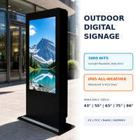 Kiosque d'affichage publicitaire extérieur, écran numérique haute luminosité, résistant aux intempéries, sur pied, IP65, Android 24/7