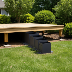 Base de poteau 6x6 robuste, revêtement poudré, ensemble de 4 pièces, noir mat, métal, pour terrasses et aménagements paysagers - Product Image 2