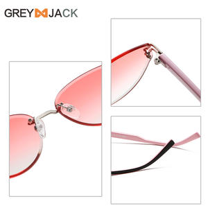 Greyjack – lunettes de soleil œil de chat sans cadre pour femmes, monture métallique, lentille en polycarbonate, Protection Uv400, couleur rose, G006 - Product Image 3