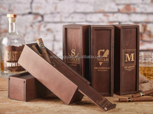 Caja de Madera <span class=keywords><strong>para</strong></span> Cigarros con Tapa Deslizante, Color Marrón Teñido, con Logotipo Grabado con Láser, Precio de Fábrica al por Mayor - Product Image 2