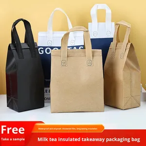 Takeout Durable Non-Woven Thermal Cooler Bag for Milk Tea Coffee Beverages Waterproof Foldable Portable Insulated Design No - Product Image 3