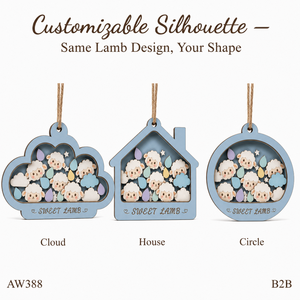 Ornamento a Forma di Agnello Nuvola Oscillante |   Pannelli in compensato di pioppo con gocce di pioggia acriliche effetto tremolante |   Decorazioni per Cameretta Neonato a Tema Pecorella |   Nome Personalizzabile - Product Image 5