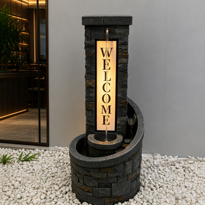 Fuente de Agua Minimalista para Exteriores, Cascada de Resina, Decoración Relajante para Jardín e Interiores con Diseño de Logotipo de Bienvenida - Product Image 2