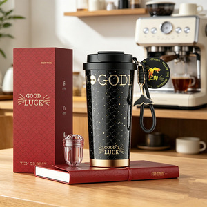 Good Luck Koi Water Bottle 500Ml Insulated Ceramic Coffee Cup With Tea Strainer Portable Car Cup - Product Image 1