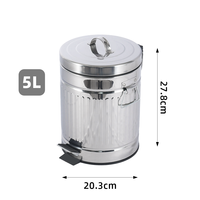 Poubelle de cuisine en acier inoxydable argenté 5L avec poubelle intérieure amovible et pédale, en métal, pour les déchets alimentaires