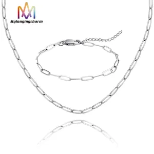 Gran oferta, collar, pulsera, cadena de clip de papel, cadenas de Clip de papel de acero inoxidable para la fabricación de joyas