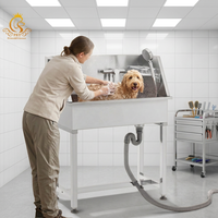 EUR PET Baignoire de toilettage multifonction en acier inoxydable pour chiens, station de lavage