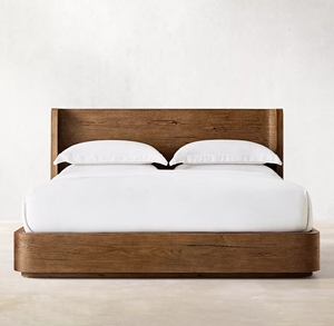 Lit double simple en bois massif de style américain, avec pieds hauts et bas, pour chambre à coucher, hôtel, villa, taille personnalisable - Product Image 5
