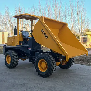 Mini Dumper à chargement automatique Camions utilitaires de camion tout-terrain de 5 tonnes Camion à benne basculante latérale à trémie rotative 180 avec moteur EPA en option