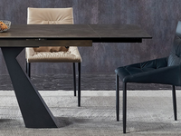 Table à manger moderne italienne minimaliste carrée extensible avec plateau en pierre frittée mate pour l'ameublement de la maison