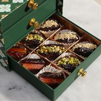 Boîte de rangement à trois niveaux carrée imprimée avec tiroir coulissant pour noix et bonbons, emballage à ruban, boîtes cadeaux vides personnalisables pour desserts et chocolats