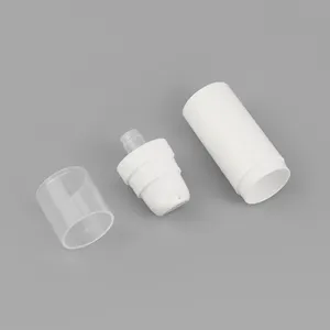 Penjualan langsung pabrik botol pompa tanpa udara plastik PP putih 5ML 10ML 15ML silinder dengan pompa Lotion jepret