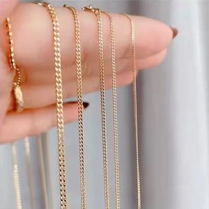 สร้อยคอทองคำแท้ 14k แบบโซ่คิวบัน หนา 1.3 มม. ยาว 2.1 มม. ยี่ห้อ Xinfly รุ่น Luxury Solid สำหรับผู้ชายและผู้หญิง ปรับขนาดได้ เหมาะสำหรับเป็นของขวัญแต่งงานหรือหมั้น - Product Image 1