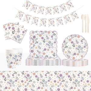 Platos y Servilletas con Diseño de Flores Silvestres DAMAI, Artículos para Fiestas, Decoraciones Florales de Papel, Vajilla para Primavera, Picnic, Cumpleaños, Fiesta de Té - Product Image 1