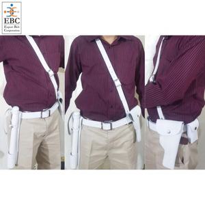 High Quality EBC Brand White Genuine Leather Waist <b>Belt</b> with Brass Buckle & Baton Holder Handmade Custom Size OEM From Pakistan - Product Image 2