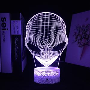 Uzaylı Kafa Figürü 3D Fotoğraf Çerçevesi Gece Lambası El Sanatları Lazer Gece Lambası Masaüstü Dekorasyonu Animasyon Hayranları İçin Hediye - Product Image 1