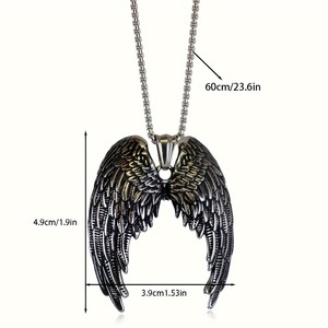 <b>Angel</b> Wings Necklace Silver Tibetan Silver Pendant Retro Punk Style <b>Gift</b> Jewelry Fashion Accessory - Product Image 5