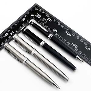 Stylo bille en métal argenté torsadé en acier inoxydable - Product Image 6