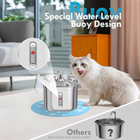 Fontaine à eau pour chat Elecpet 2,2 L, écologique, en acier inoxydable massif, avec pompe ultra silencieuse à circulation automatique alimentée par charge