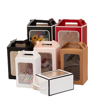 Boîte d'emballage cadeau jetable en papier kraft mat personnalisable de 0,2 mm d'épaisseur avec fenêtre transparente et impression quadricolore, ruban inclus