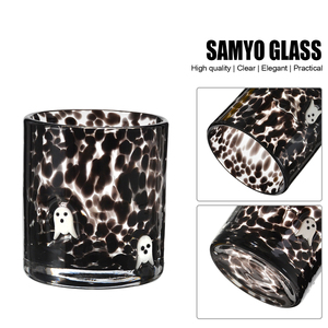 Verres à boire Samyo personnalisés soufflés à la main, noirs mouchetés, à paroi épaisse, style iconique, pot à bougie vide pour Halloween - Product Image 4