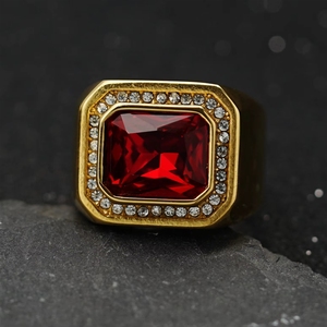 Anello da Uomo in Acciaio Inossidabile con Gemma Colorata Tridimensionale Personalizzato alla Moda Vendita all'Ingrosso - Product Image 6