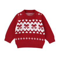 Pull en maille à motif géométrique pour filles, col rond, manches trois quarts, mélange nylon-coton, 12 jauges, collection automne