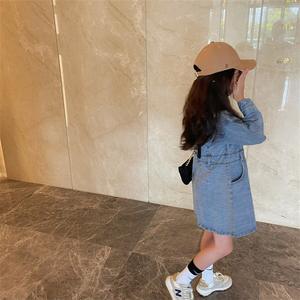 2025 primavera di alta qualità per bambini denim monopetto abito a manica lunga per bambine - Product Image 6