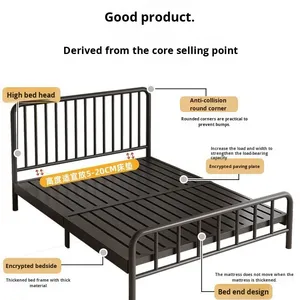 Lit double en fer, design moderne et simple, 1,8 m, 1,5 m, 1,0 m, cadre métallique non pliable, pour <span class=keywords><strong>chambre</strong></span> d'<span class=keywords><strong>adulte</strong></span> - Product Image 4
