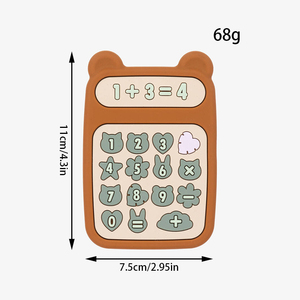 Calcolatore massaggiagengive in Silicone morbido personalizzato giocattolo per bambini da masticare per neonati lenitivo per dentizione anello a catena sonaglio - Product Image 2
