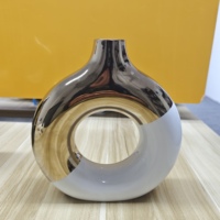 Vase en céramique douce haut de gamme pour salon, vase nordique doré, ornements