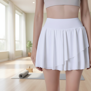 Jupe-short 2-en-1 plissée et volantée pour femme, mini-jupe de yoga extensible et douce pour l'extérieur avec short de sécurité intégré, idéale pour les sports à faible impact - Product Image 2