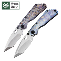 Couteau pliant haut de gamme en acier D2 avec finition thermique, manche en alliage de titane coloré pour la survie en extérieur, le camping, personnalisation OEM