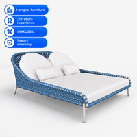Chaise longue double de luxe pour l'extérieur, en corde tressée, avec coussins, pour piscine, hôtel, resort, villa