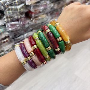 PFT Pulseras <span class=keywords><strong>de</strong></span> Tubo Personalizadas para Mujer, Apilables, <span class=keywords><strong>de</strong></span> Bambú, con Cuentas Acrílicas Gruesas, Elásticas, <span class=keywords><strong>de</strong></span> <span class=keywords><strong>la</strong></span> <span class=keywords><strong>Amistad</strong></span>, para Verano y Playa - Product Image 3