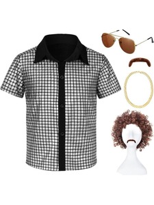 Nuevo Conjunto de Disfraz de Fiesta Disco Clásico de los 70 para Niños, Camiseta con Lentejuelas, Pantalones de Campana y Accesorios para Halloween - Product Image 3