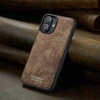 Étui portefeuille multifonctionnel rétro CaseMe en PU avec charge sans fil et aimant puissant pour iPhone 16 Noir