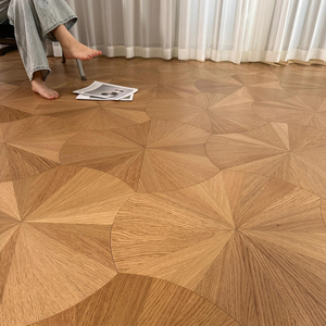 Pavimento in Legno Multistrato di Quercia e Noce, <span class=keywords><strong>Parquet</strong></span> a Foglia di Loto, Impiallacciatura in Legno Duro da 1,2mm, Decorazione per Pavimenti - Product Image 3