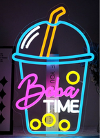 Enseigne néon LED Boba Tea Chat, alimentée par USB, rétroéclairée, décoration murale publicitaire pour café et restaurant