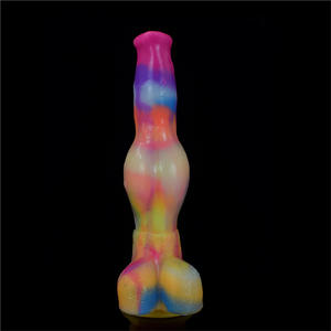 Gerçekçi köpek şekilli aydınlık yapay penis yumuşak silikon kadın mastürbasyon seks bebek Anal Plug ile özel parçalar Dildos - Product Image 4