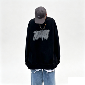 Felpa Vintage Bianca e Nera con Collo Rotondo, Vestibilità Ampia <span class=keywords><strong>Senza</strong></span> <span class=keywords><strong>Cappuccio</strong></span>, Pullover Autunno Inverno, <span class=keywords><strong>Felpe</strong></span> e Maglioni da Uomo - Product Image 4