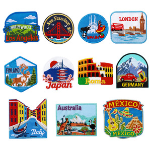 Patchs en tissu brodés thermocollants en forme de cœur sur le thème des villes, badges emblématiques de lieux emblématiques des États-Unis, d'Europe, du Mexique et de <span class=keywords><strong>San</strong></span> <span class=keywords><strong>Francisco</strong></span> pour casquettes de camionneur et projets DIY - Product Image 1
