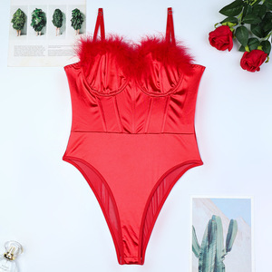 Body de una pieza con cuello en V erótico para mujer, conjunto de lencería con empalmes, superventas al por mayor - Product Image 6